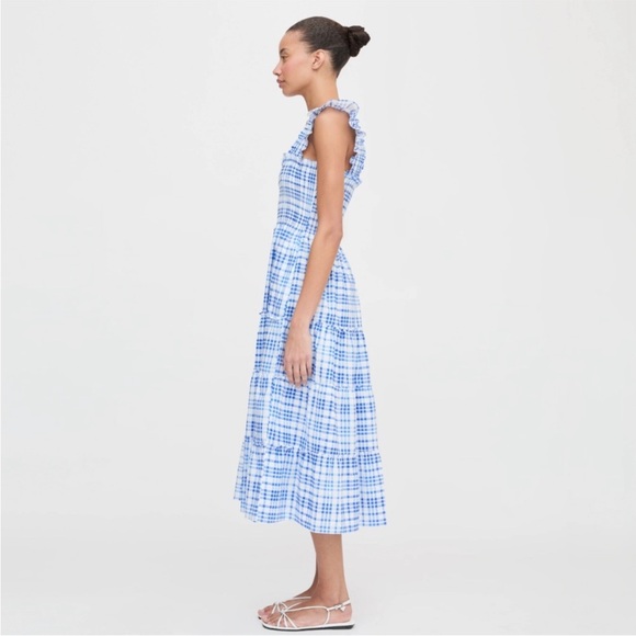 NWT Hill House Water color gingham nap midi dress Blue Size S - Picture 3 of 12